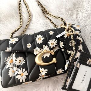 Coach Tabby Bag 26 with Quilting and Floral Print, matching wallet and bag charm